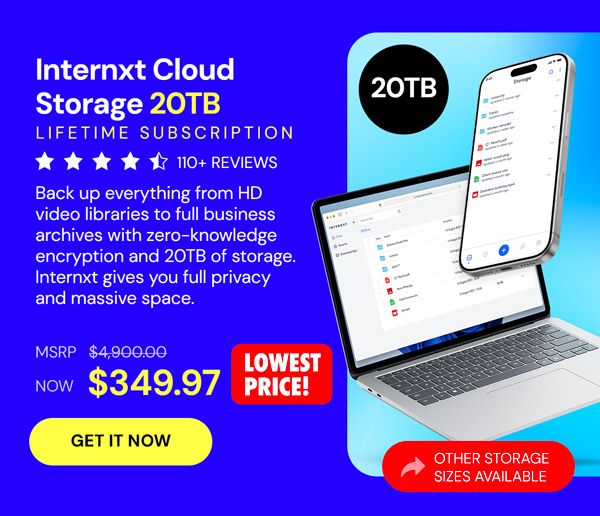 Internxt Cloud Storage Lifetime Subscription (20TB)