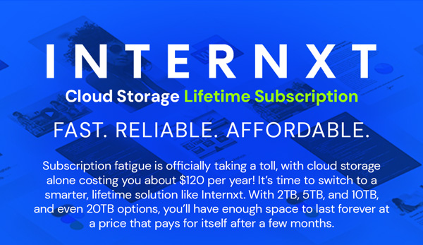 Internxt Cloud Storage Lifetime Subscription: 10TB Plan