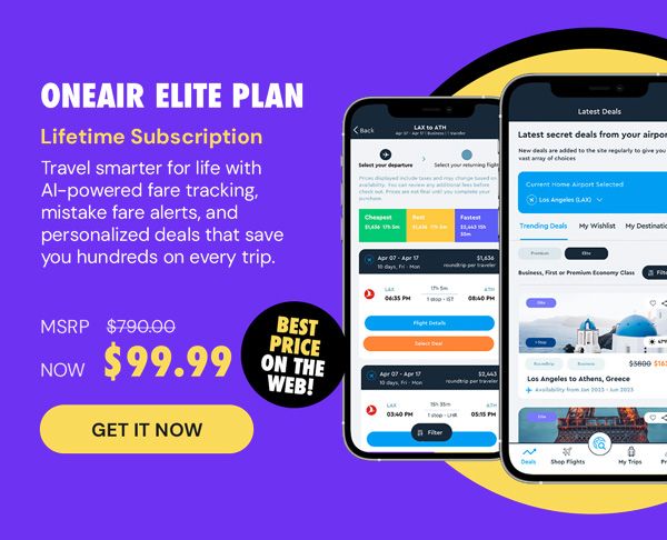 OneAir Elite Plan: Lifetime Subscription (Save Big on Flights, Hotels & More)