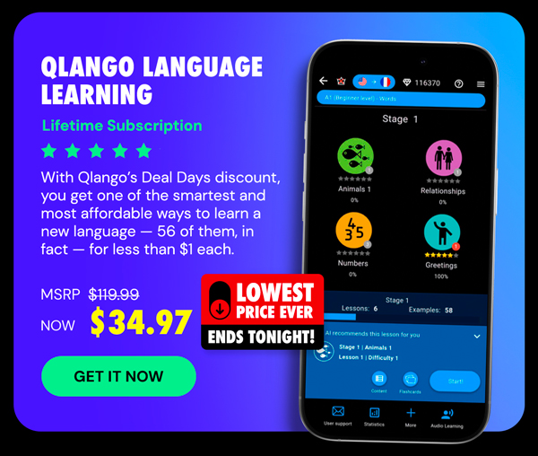 Qlango Language Learning: Lifetime Subscription (All Languages)