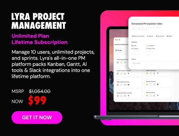 Lyra Project Management Unlimited Plan (10 Users): Lifetime Subscription