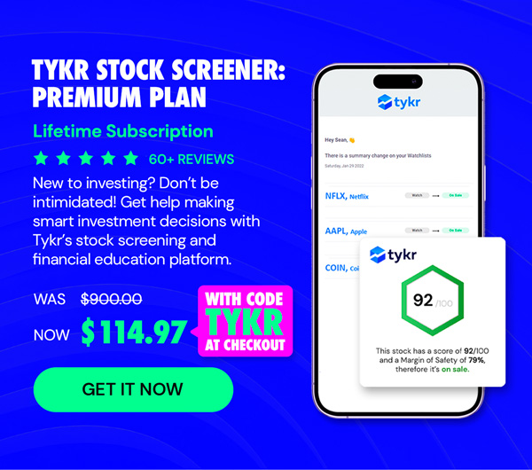 Tykr Stock Screener: Premium Plan Lifetime Subscription