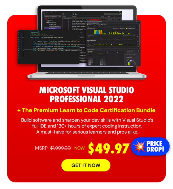 Microsoft Visual Studio Professional 2022 + The Premium Learn to Code Certification Bundle