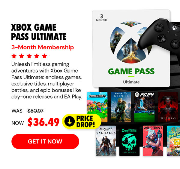 Xbox Game Pass Ultimate: 3-Month Membership - Stackable & Global - (Xbox Series X/S, Xbox One, Windows - Digital Code) - Final Sale