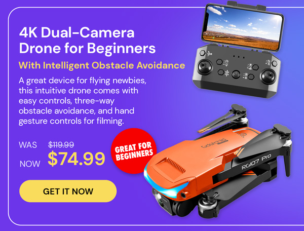 4K Dual-Camera Drone for Beginners with Intelligent Obstacle Avoidance (Orange)