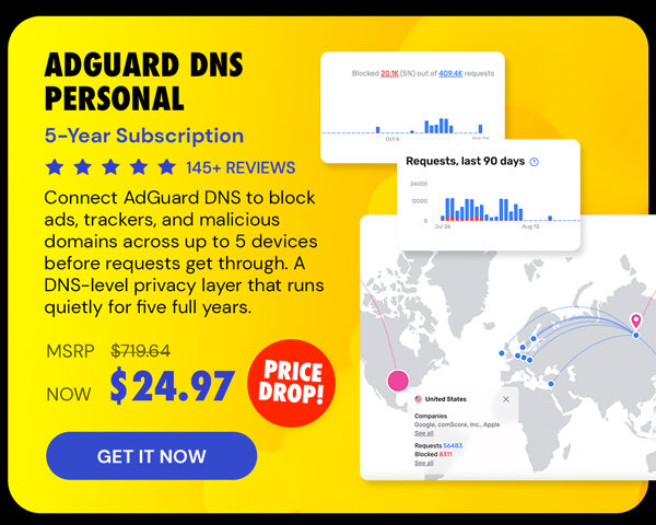 AdGuard DNS Personal: 5-Year Subscription