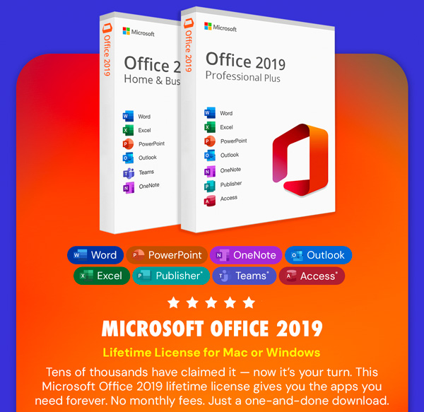 Microsoft Office 2019 for Windows or Mac | Lifetime License
