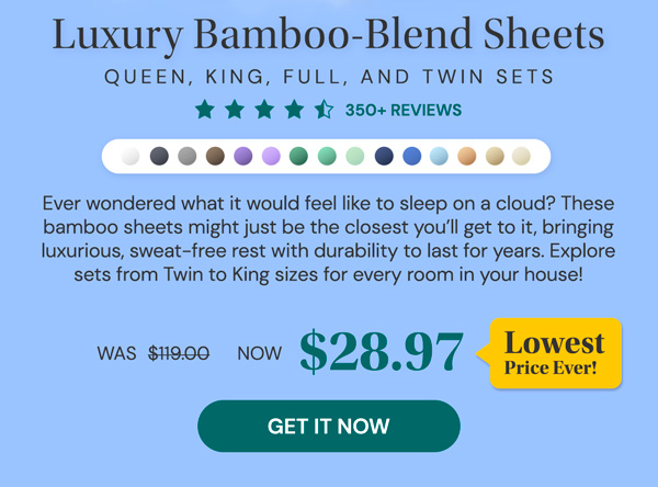 6-Piece Bamboo-Blend Comfort Luxury Sheet Set in Your Choice of Size and Color