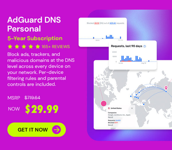 AdGuard DNS Personal: 5-Year Subscription
