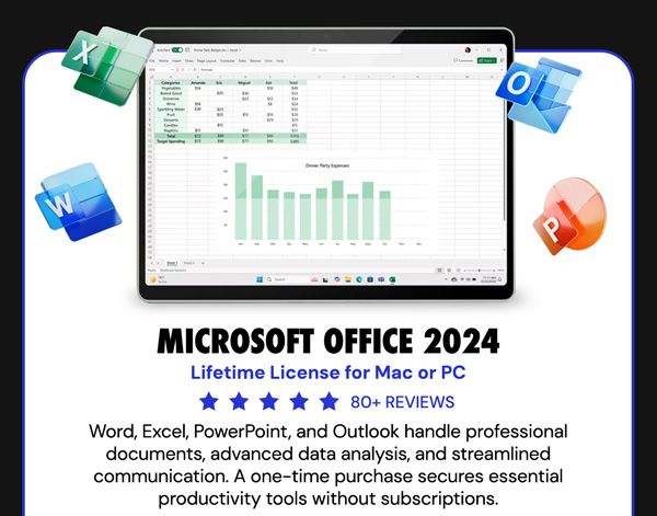 Microsoft Office 2024 Home or Home & Business for Mac or PC Lifetime License