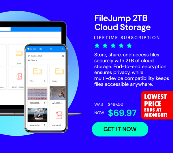 FileJump 2TB Cloud Storage: Lifetime Subscription