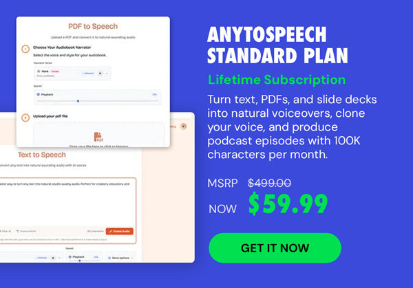 AnyToSpeech Standard Plan: Lifetime Subscription