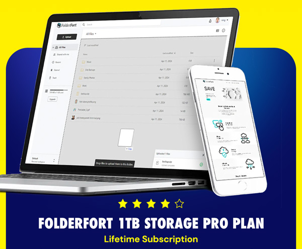 FolderFort 1TB Storage Pro Plan: Lifetime Subscription