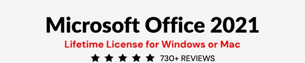 Microsoft Officel 2021 for Windows or Mac: Lifetime License