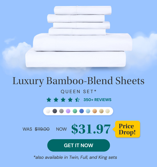 6-Piece Bamboo-Blend Comfort Luxury Sheet Set in Your Choice of Size and Color