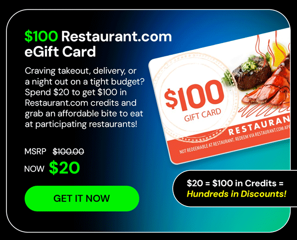 $100 Restaurant.com eGift Card