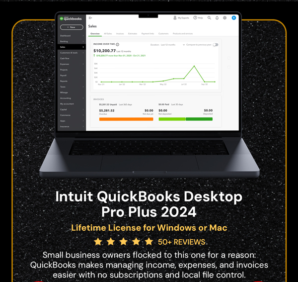 Intuit QuickBooks Desktop Pro Plus 2024 (1 User): Lifetime License