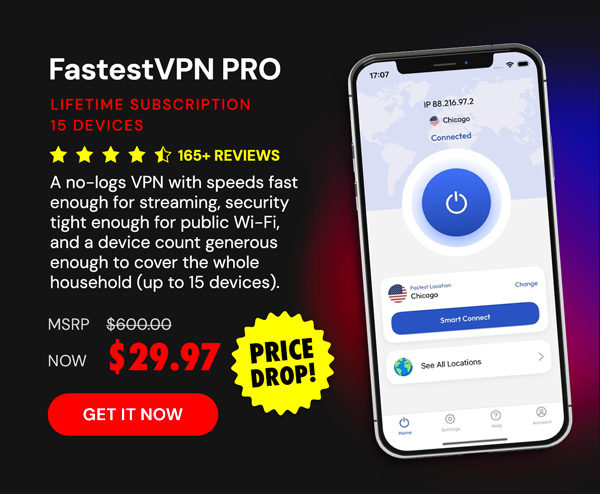 FastestVPN PRO: Lifetime Subscription (15 Devices)