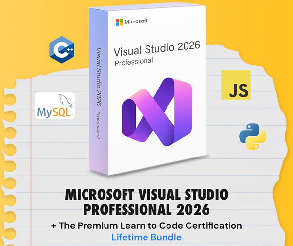 Microsoft Visual Studio Professional 2026 + The Premium Learn to Code Certification Bundle