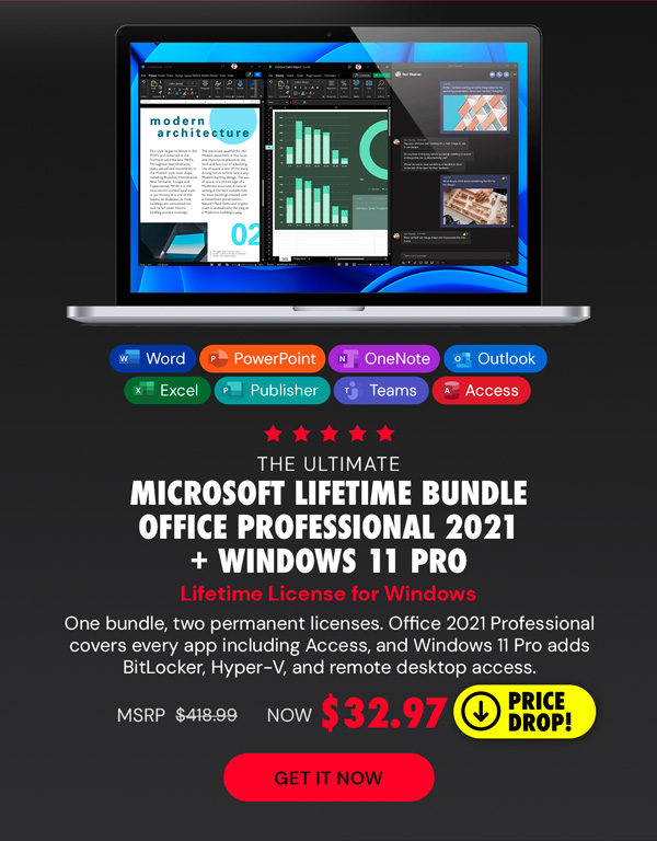 The Ultimate Microsoft Office Professional 2021 for Windows: Lifetime License + Windows 11 Pro Bundle