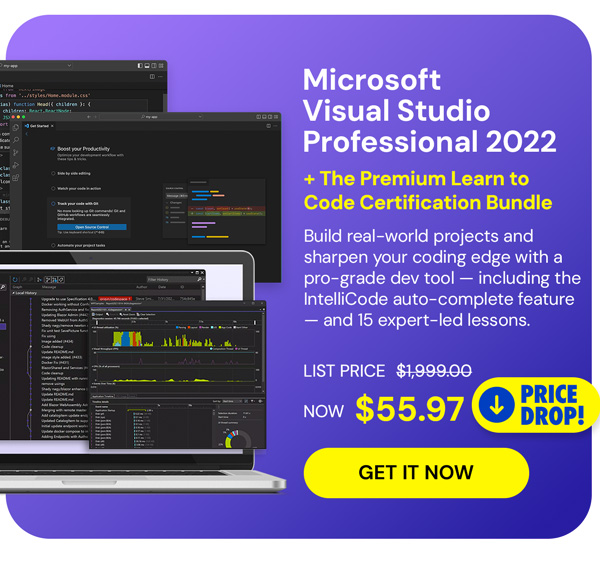 Microsoft Visual Studio Professional 2022 + The Premium Learn to Code Certification Bundle