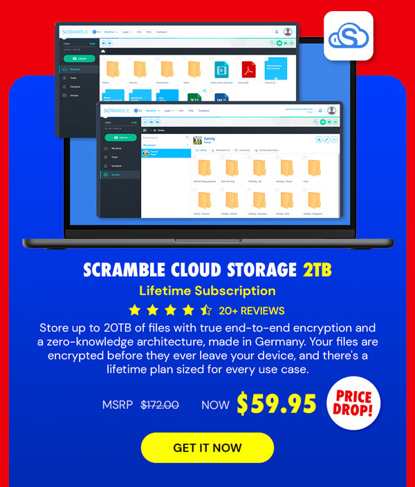 Scramble Cloud Storage: Lifetime Subscription (2TB)