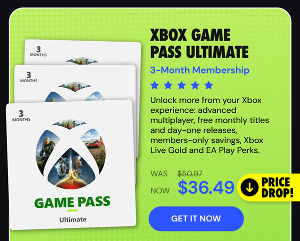 Xbox Game Pass Ultimate: 3-Month Membership - Stackable & Global - (Xbox Series X/S, Xbox One, Windows - Digital Code) - Final Sale