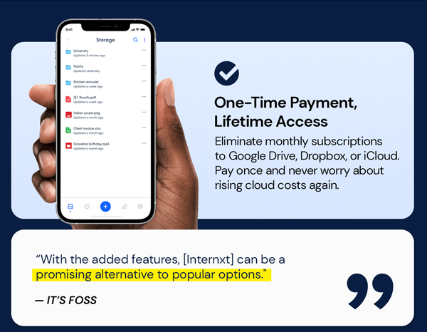 Internxt Cloud Storage Lifetime Subscription: 10TB Plan