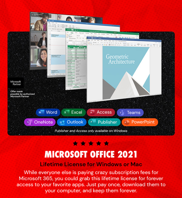 Microsoft Office 2021 for Windows or Mac: Lifetime License