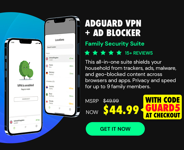 AdGuard VPN + Ad Blocker Family Security Suite