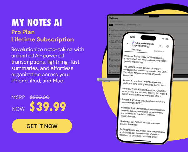 My Notes AI Pro Plan: Lifetime Subscription