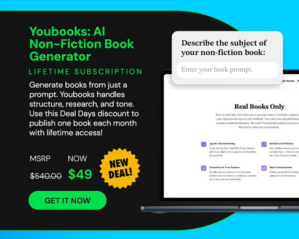 Youbooks - AI Non-Fiction Book Generator: Lifetime Subscription
