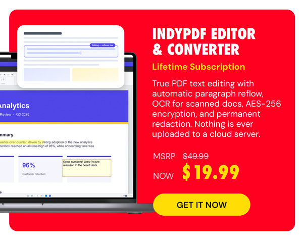 IndyPDF Editor & Converter: Lifetime Subscription