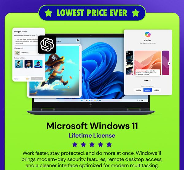 Microsoft Windows 11 Pro or Home Lifetime License