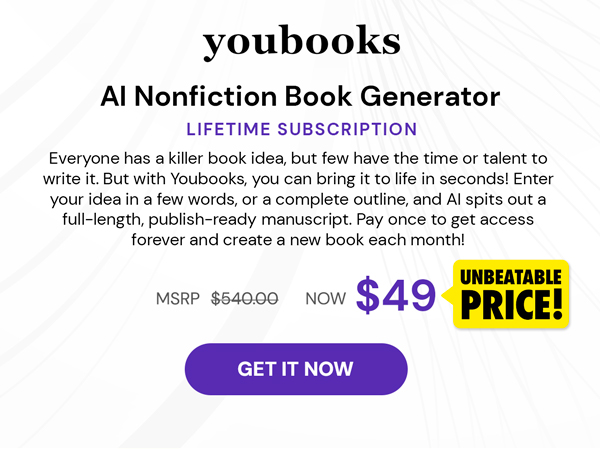 Youbooks - AI Non-Fiction Book Generator: Lifetime Subscription