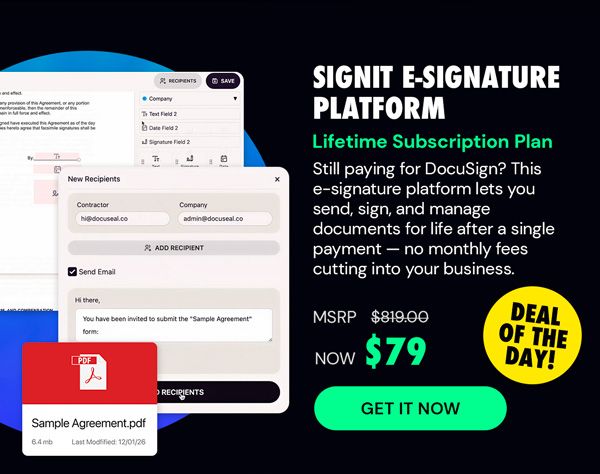 SignIt E-Signature Platform Unlimited Plan: Lifetime Subscription