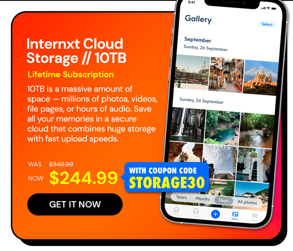 Internxt Cloud Storage Lifetime Subscription: 10TB Plan