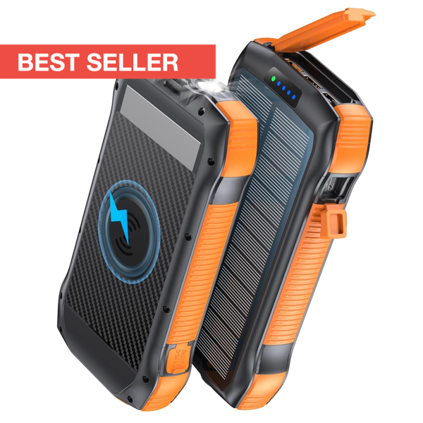 40000mAh Multi-Device Solar Charger Power Bank w/ Dual Flashlight