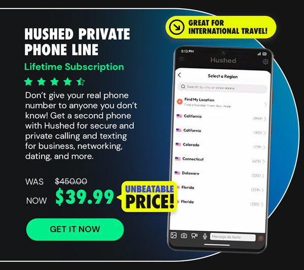 Hushed Private Phone Line: Lifetime Subscription (9,000 SMS / 1,750 mins)