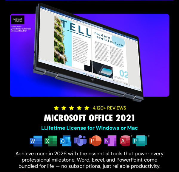 Microsoft Office 2021 for Windows or Mac: Lifetime License