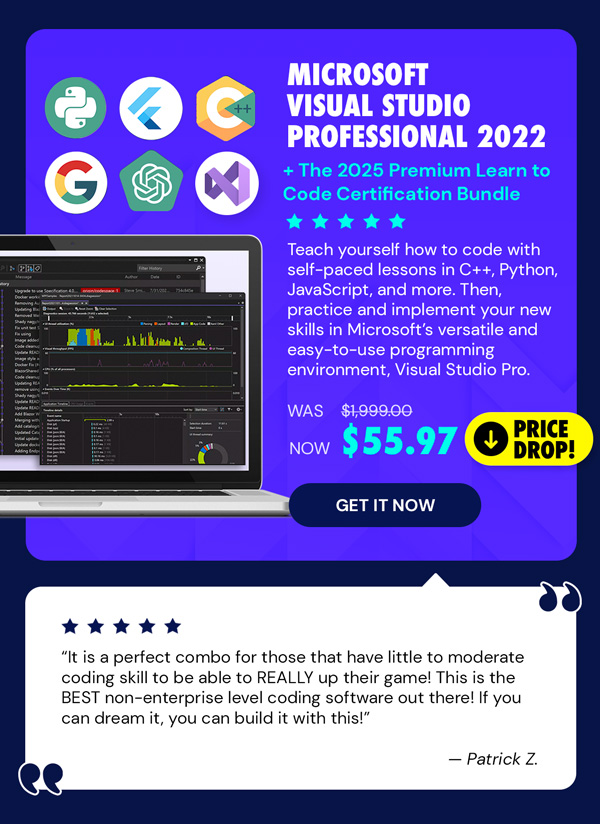 Microsoft Visual Studio Professional 2022 + The 2024 Premium Learn to Code Certification Bundle