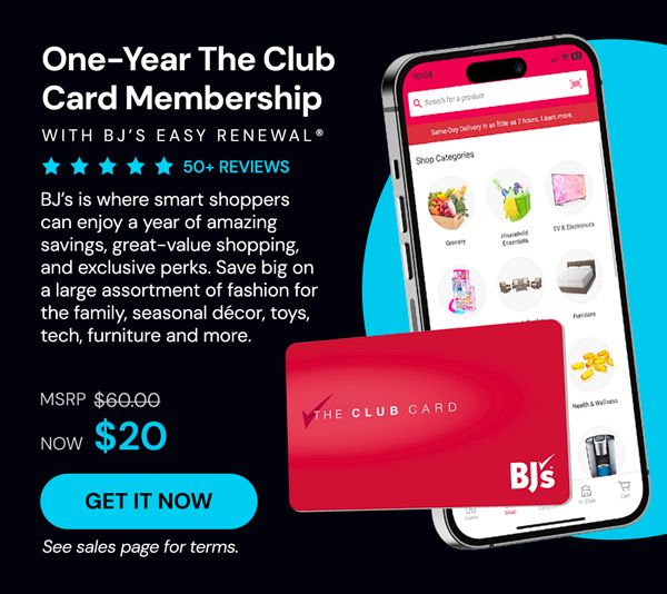 One-Year The Club Card Membership with BJ’s Easy Renewal® (Terms Apply)