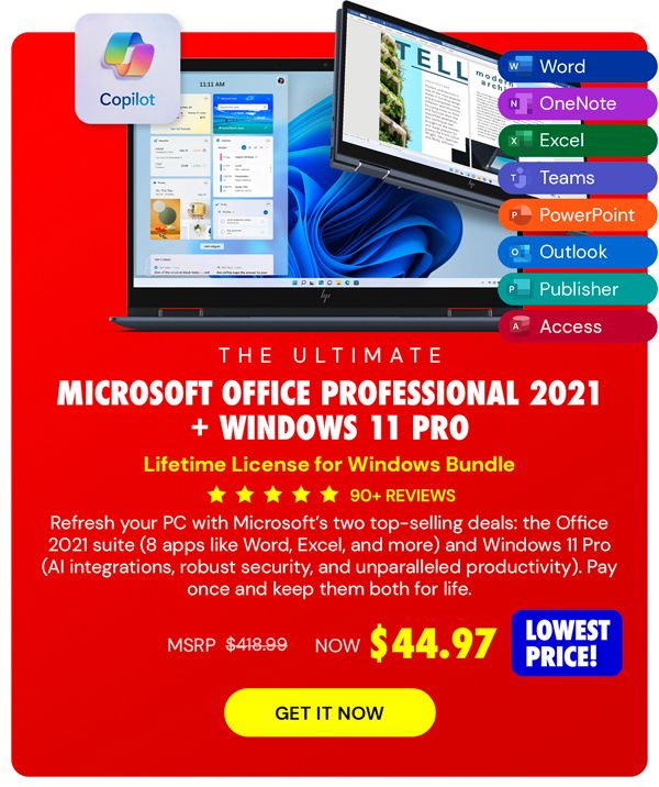 The Ultimate Microsoft Office Professional 2021 for Windows: Lifetime License + Windows 11 Pro Bundle