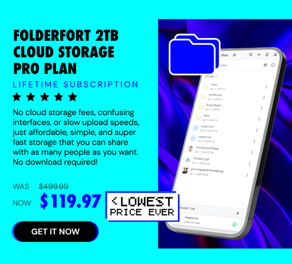 FolderFort 2TB Cloud Storage Pro Plan: Lifetime Subscription