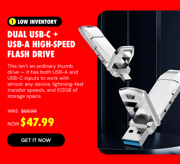 Dual USB-C + USB-A 3.2 High Speed Flash Drive (512GB)