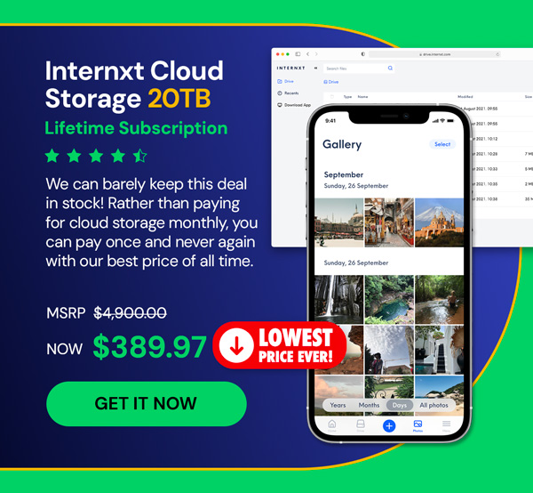Internxt Cloud Storage Lifetime Subscription (20TB)
