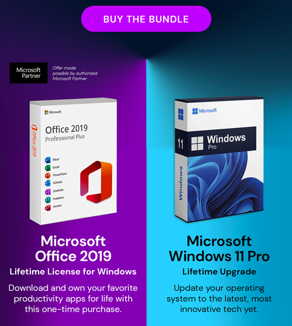 The All-in-One Microsoft Office Pro 2019 for Windows: Lifetime License + Windows 11 Pro Bundle