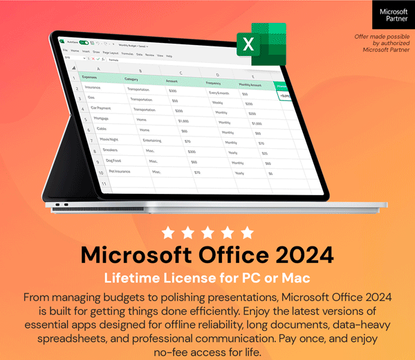 Microsoft Office 2024 for Mac or PC Lifetime License