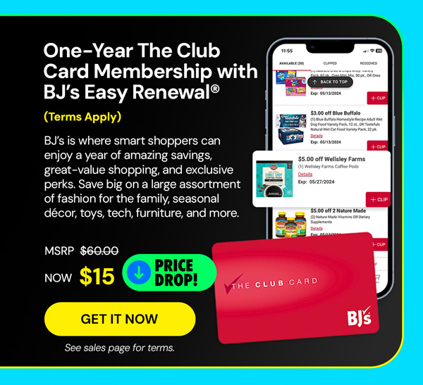 One-Year The Club Card Membership with BJ’s Easy Renewal® (Terms Apply)