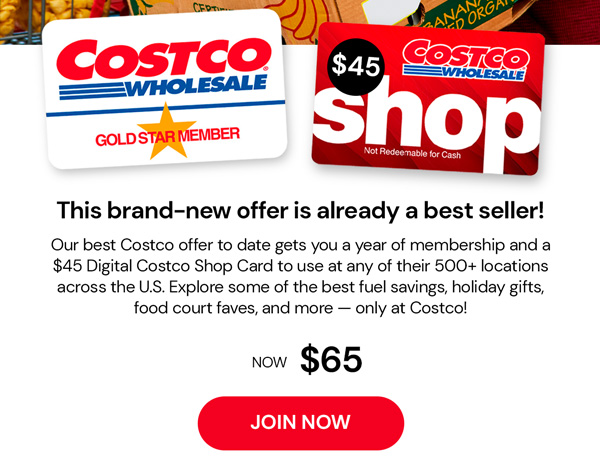 Costco Gold Star Membership 1-Year + $40 Digital Costco Shop Card | Sign Up Today